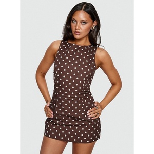 Princess Polly Yumiko Romper Brown Polka